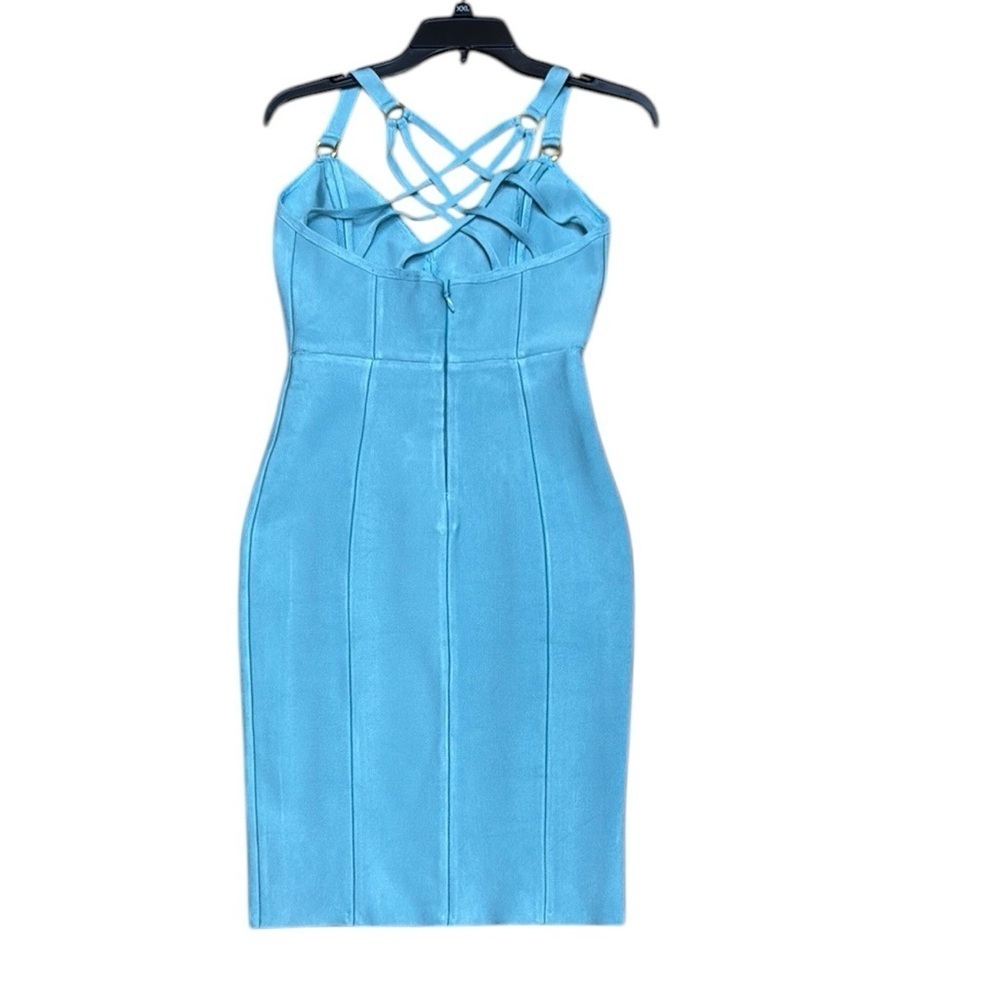 House of London. Vibrant Blue Backless Bodycon Dress with Spaghetti Straps - Picture 6 of 9